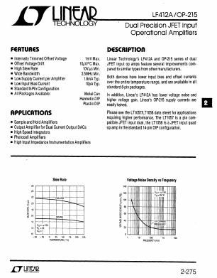 LF412ACN8 Datasheet PDF Linear Dimensions Semiconductor