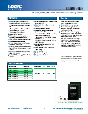 L9D3512M32DBG2X15 Datasheet PDF LOGIC Devices Incorporated