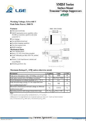 SMDJ110CA Datasheet PDF Shenzhen Luguang Electronic Technology Co., Ltd