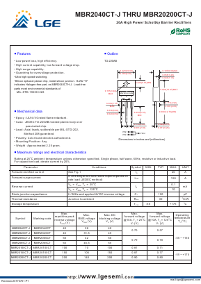 MBR20100CT-J Datasheet PDF Shenzhen Luguang Electronic Technology Co., Ltd