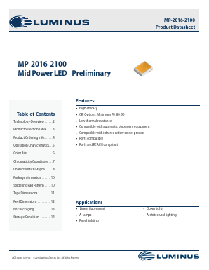 MP-2016-2100-30-90 Datasheet PDF Luminus, Inc