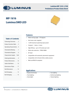 MP-1616-2100-57-90 Datasheet PDF Luminus, Inc
