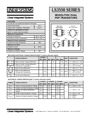 3550 Datasheet PDF Linear Integrated System