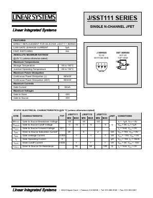 J111 Datasheet PDF Linear Integrated System