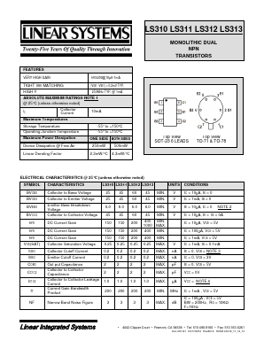 LS312 Datasheet PDF Linear Integrated System