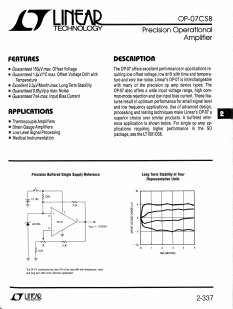 OP07CS8-TRPBF Datasheet PDF Linear Technology