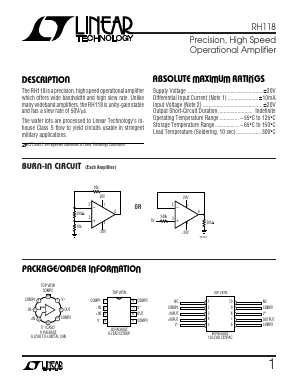 RH118 Datasheet PDF Linear Technology