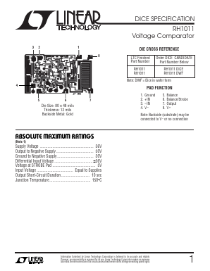 RH1011 Datasheet PDF Linear Technology