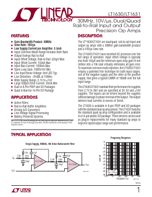 LT1630CS8-TRPBF Datasheet PDF Linear Technology