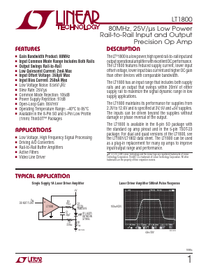 LT1800IS5-TRPBF Datasheet PDF Linear Technology