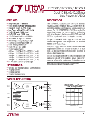 LTC2292 Datasheet PDF Linear Technology