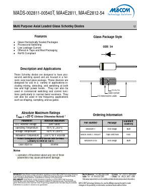 MA4E2811 Datasheet PDF M/A-COM Technology Solutions, Inc.