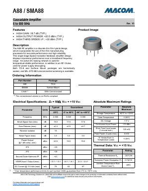 SMA88 Datasheet PDF M/A-COM Technology Solutions, Inc.