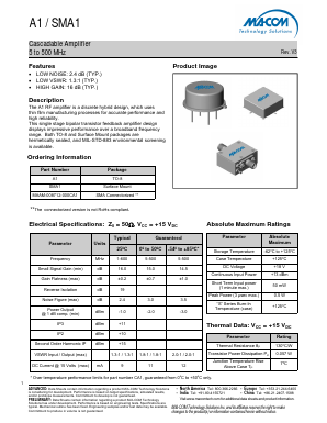 SMA1 Datasheet PDF M/A-COM Technology Solutions, Inc.