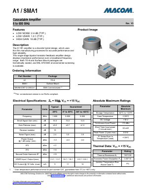 SMA1 Datasheet PDF M/A-COM Technology Solutions, Inc.