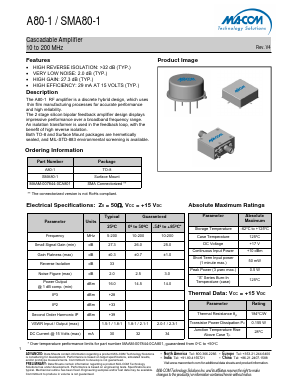 SMA80-1 Datasheet PDF M/A-COM Technology Solutions, Inc.