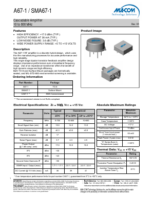 SMA67-1 Datasheet PDF M/A-COM Technology Solutions, Inc.