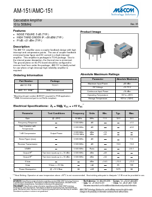 AM-151-PIN Datasheet PDF M/A-COM Technology Solutions, Inc.