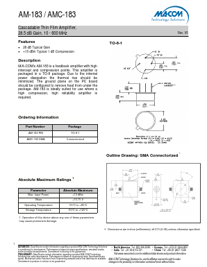 AM-183PIN Datasheet PDF M/A-COM Technology Solutions, Inc.