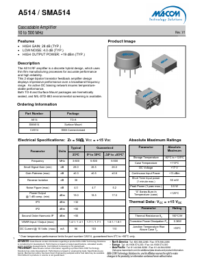 CA514 Datasheet PDF M/A-COM Technology Solutions, Inc.