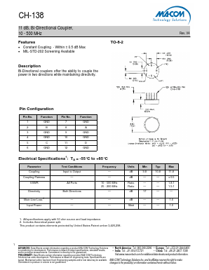 CH-138 Datasheet PDF M/A-COM Technology Solutions, Inc.