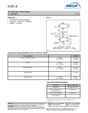H-81-4TNC Datasheet PDF M/A-COM Technology Solutions, Inc.
