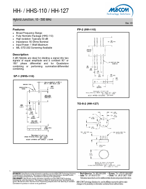 HH-110PIN Datasheet PDF M/A-COM Technology Solutions, Inc.