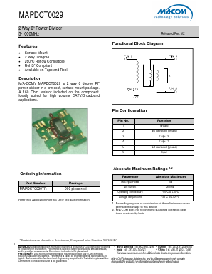 MAPDCT0029TR Datasheet PDF M/A-COM Technology Solutions, Inc.