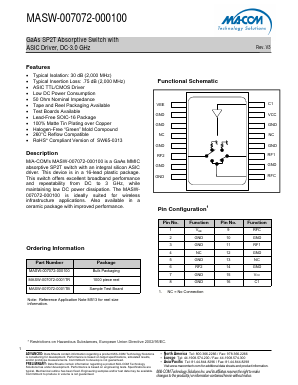 MASW-007072-000100 Datasheet PDF M/A-COM Technology Solutions, Inc.