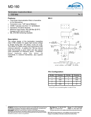 MD-160 Datasheet PDF M/A-COM Technology Solutions, Inc.