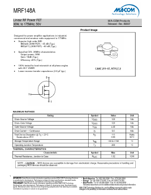 MRF148A Datasheet PDF M/A-COM Technology Solutions, Inc.