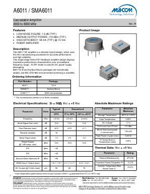 A6011 Datasheet PDF M/A-COM Technology Solutions, Inc.