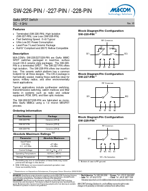 SW-226-PIN Datasheet PDF M/A-COM Technology Solutions, Inc.