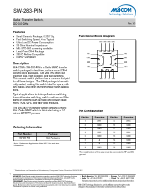 SW-283-PIN Datasheet PDF M/A-COM Technology Solutions, Inc.