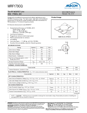 MRF173CQ Datasheet PDF M/A-COM Technology Solutions, Inc.