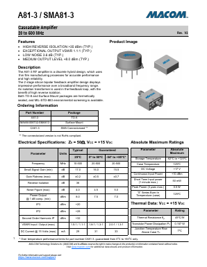 SMA81-3 Datasheet PDF M/A-COM Technology Solutions, Inc.