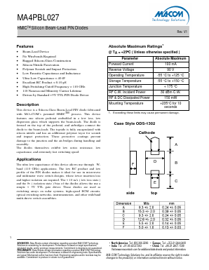 MA4PBL027 Datasheet PDF M/A-COM Technology Solutions, Inc.