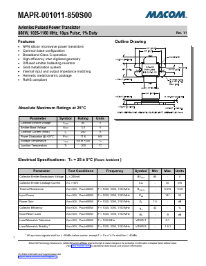 MAPR-001011-850S00 Datasheet PDF M/A-COM Technology Solutions, Inc.