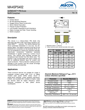 MA4SPS402 Datasheet PDF M/A-COM Technology Solutions, Inc.