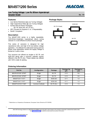 MA4ST1231-1141T Datasheet PDF M/A-COM Technology Solutions, Inc.