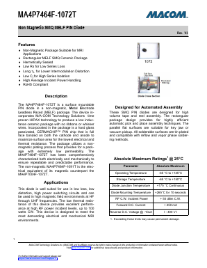 MA4P7464F-1072T Datasheet PDF M/A-COM Technology Solutions, Inc.