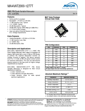 MA4VAT2000-1277T Datasheet PDF M/A-COM Technology Solutions, Inc.