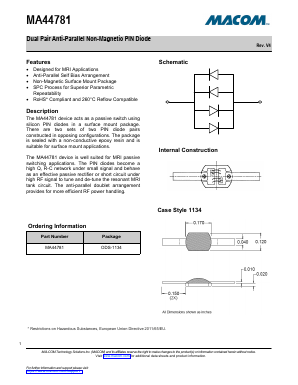 MA44781 Datasheet PDF M/A-COM Technology Solutions, Inc.
