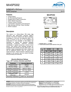 MA4SPS302 Datasheet PDF M/A-COM Technology Solutions, Inc.