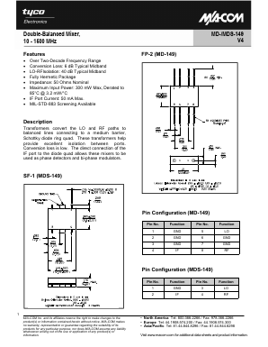 MDS-149PIN Datasheet PDF Tyco Electronics