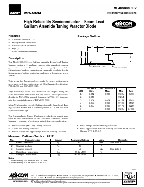 ML46580S-992 Datasheet PDF Tyco Electronics