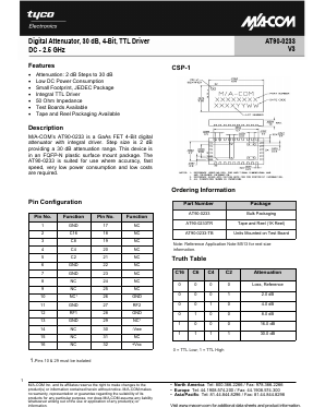 AT90-0233 Datasheet PDF Tyco Electronics