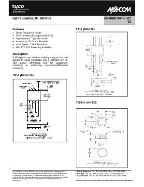 HH-110PIN Datasheet PDF Tyco Electronics