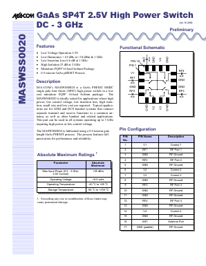MASWSS0020TR Datasheet PDF Tyco Electronics