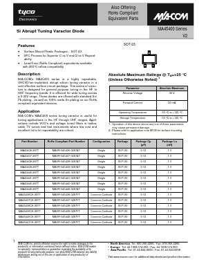 MA45436-287T Datasheet PDF Tyco Electronics